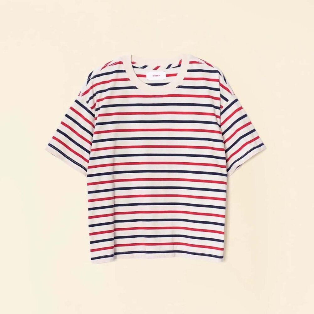 NWT Xirena Palmer Tee Navy/Red Striped L